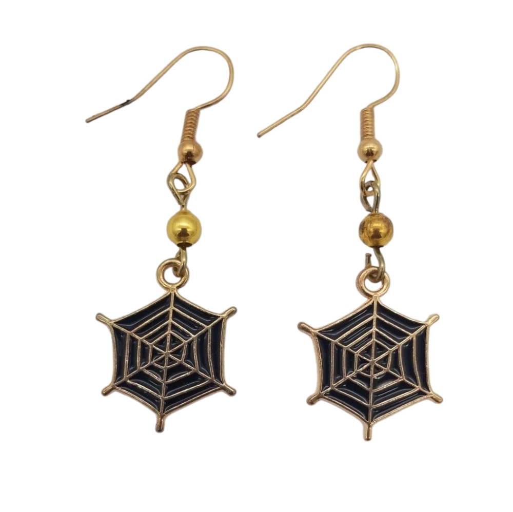 NWT! Black Spider Web Dangle Earrings NEW